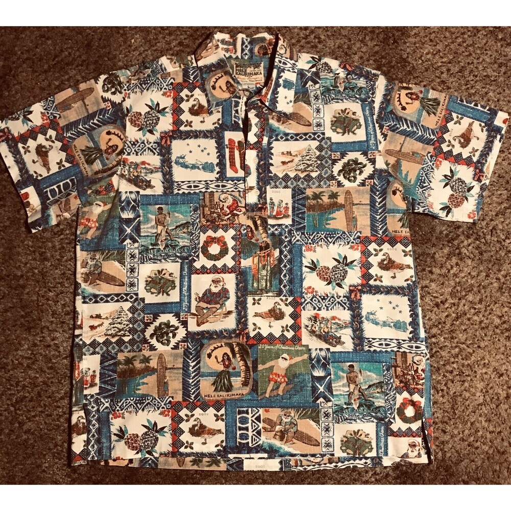 Vintage 2002 Reyn Spooner Hawaiian Shirt Mele Kalikimaka Christmas-Never Worn-L